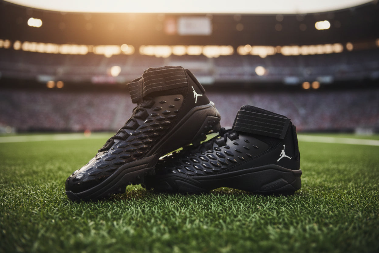 Nike Jordan Force Savage Pro 2 football cleats in black shown on a white background